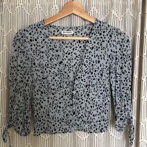 Reformation Light Gray and Black Leopard Print Top
